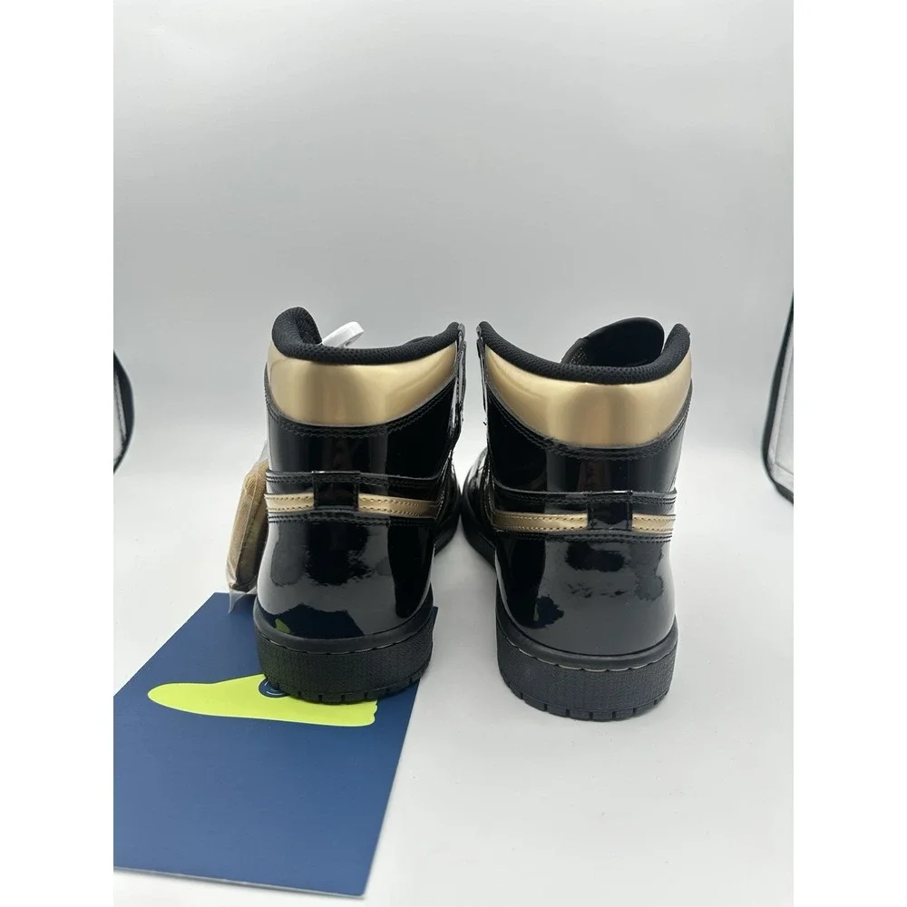 Nike Air Jordan 1 Retro High OG Black Gold Patent Men's Sneakers Size 9 2020